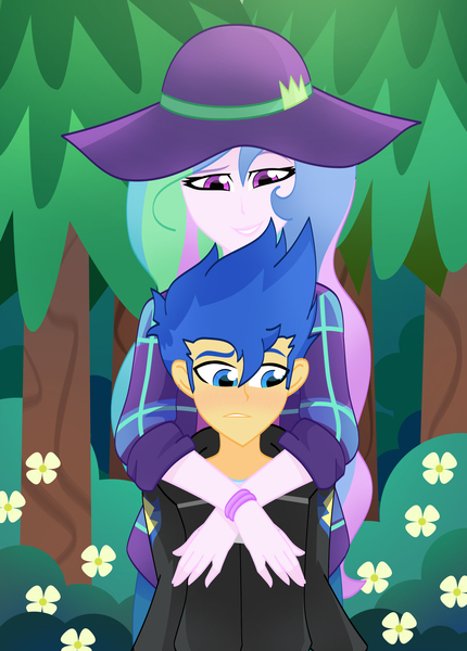 Size: 2340x3264 | Tagged: safe, alternate version, artist:xan-gelx, derpibooru import, flash sentry, princess celestia, equestria girls, equestria girls series, the road less scheduled, the road less scheduled: celestia, spoiler:choose your own ending (season 2), spoiler:eqg series (season 2), age difference, blushing, commission, cougar, female, flash sentry gets all the waifus, flashlestia, male, music festival outfit, principal and student, principal celestia, seductive, seductive look, shipping, straight, teacher and student