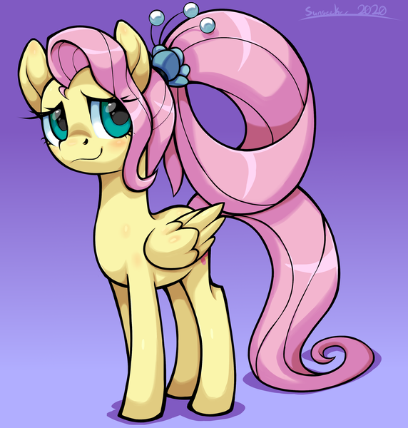 Size: 2730x2862 | Tagged: safe, artist:moonseeker, derpibooru import, fluttershy, pegasus, pony, the last problem, blushing, female, mare, older, older fluttershy, solo