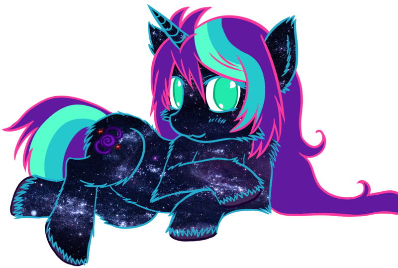 Size: 1638x1101 | Tagged: safe, artist:homumu, derpibooru import, oc, oc:andromeda, unofficial characters only, pony, unicorn, female, horn, lying down, mare, simple background, smiling, solo, starry hair, transparent background, unicorn oc, unshorn fetlocks