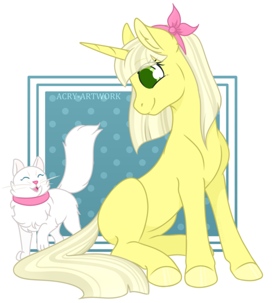 Size: 1600x1759 | Tagged: safe, artist:acry-artwork, derpibooru import, oc, oc:tootsie rue, unofficial characters only, cat, pony, unicorn, headband, sitting, solo