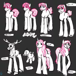 Size: 2000x2000 | Tagged: artist needed, safe, derpibooru import, ponified, deer, pony, unicorn, alternate universe, concept art, concept sheet, crossover, frozen (movie), frozen 2, grayscale, monochrome, spoilers for another series, story based