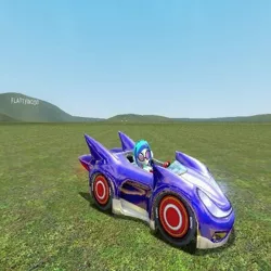 Size: 512x512 | Tagged: artist needed, safe, derpibooru import, vinyl scratch, equestria girls, 3d, car, female, gmod, grass, image, jpeg, sky, solo, sonic & sega all-stars racing, sonic the hedgehog, sonic the hedgehog (series), speed star