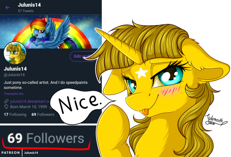 Size: 1024x696 | Tagged: safe, artist:julunis14, derpibooru import, rainbow dash, oc, oc:ayza, pegasus, pony, unicorn, bedroom eyes, blushes, floppy ears, meta, nice, screenshots, simple background, speech bubble, tongue out, transparent background, twitter