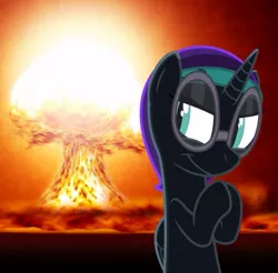 Size: 509x500 | Tagged: alicorn, atomic bomb, derpibooru import, explosion, nuclear weapon, nyxposting, oc, oc:nyx, safe, unofficial characters only, weapon
