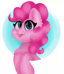 Size: 1222x1427 | Tagged: safe, artist:florentineart, derpibooru import, pinkie pie, earth pony, pony, :p, abstract background, bust, chest fluff, circle background, cute, diapinkes, ear fluff, female, mare, solo, tongue out