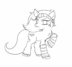 Size: 1280x1196 | Tagged: safe, artist:homumu, derpibooru import, oc, unofficial characters only, earth pony, pony, chest fluff, earth pony oc, leg warmers, lineart, monochrome, raised hoof, solo, unshorn fetlocks