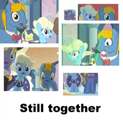 Size: 750x733 | Tagged: safe, derpibooru import, edit, edited screencap, screencap, caesar, count caesar, eclair créme, herald, jangles, masquerade, orion, perfect pace, ponet, sealed scroll, shooting star (character), earth pony, pony, a canterlot wedding, the best night ever, background pony, female, hub logo, male, mare, ponies standing next to each other, shipping fuel, stallion, the hub