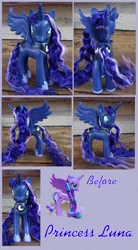 Size: 759x1379 | Tagged: safe, artist:phasingirl, derpibooru import, princess luna, alicorn, pony, commission, custom, irl, peytral, photo, repaint, solo, toy