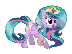 Size: 1228x932 | Tagged: safe, artist:gihhbloonde, derpibooru import, princess celestia, twilight sparkle, twilight sparkle (alicorn), oc, oc:princess solar sparkle, unofficial characters only, alicorn, pony, crown, female, fusion, jewelry, mare, regalia, simple background, solo, transparent background