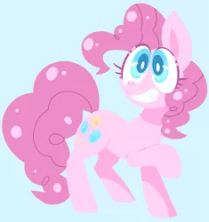 Size: 2499x2663 | Tagged: safe, artist:nancybigots, derpibooru import, pinkie pie, earth pony, pony, blue background, colored pupils, cute, diapinkes, female, high res, mare, simple background, smiling, solo