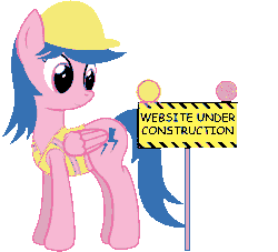 Size: 801x728 | Tagged: safe, artist:joey, derpibooru import, firefly, pegasus, pony, derpibooru, animated, april fools, april fools 2020, clothes, comic sans, dithering, english, female, folded wings, gif, grin, hard hat, light, mare, meta, safety vest, sign, signal, simple background, smiling, solo, standing, transparent background, under construction, vest, wings