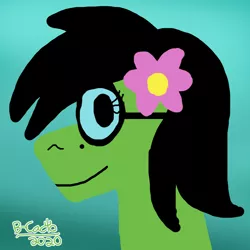 Size: 1000x1000 | Tagged: safe, artist:b-cacto, derpibooru import, oc, oc:prickly pears, unofficial characters only, pony, 1000 hours in gimp, flower, flower in hair, glasses, looking at you, mole, quality, solo