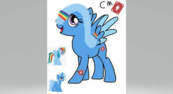 Size: 600x327 | Tagged: safe, artist:creamofthecinama, derpibooru import, rainbow dash, trixie, oc, pony, female, lesbian, magical lesbian spawn, offspring, parent:rainbow dash, parent:trixie, parents:trixdash, shipping, trixdash