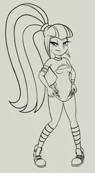 Size: 704x1280 | Tagged: artist needed, suggestive, derpibooru import, edit, sonata dusk, equestria girls, equestria girls series, sunset's backstage pass!, spoiler:eqg series (season 2), arm bands, breasts, clothes, converse, female, ponytail, shoes, socks