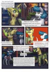 Size: 3336x4776 | Tagged: safe, artist:tillie-tmb, derpibooru import, oc, oc:meadow lark, oc:tempest, earth pony, pony, unicorn, comic:the amulet of shades, blood, female, mare