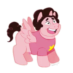 Size: 1800x1800 | Tagged: safe, artist:alexyorim, derpibooru import, ponified, alicorn, pony, 2020, comparison, draw this again, redraw, smiling, solo, steven universe