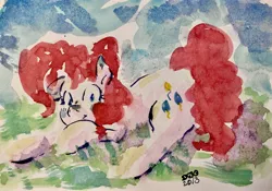 Size: 3987x2794 | Tagged: safe, artist:pixienop, deleted from derpibooru, derpibooru import, pinkie pie, earth pony, pony, traditional art, watercolor painting