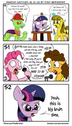 Size: 1320x2301 | Tagged: safe, artist:pony-berserker, derpibooru import, cheese sandwich, pinkie pie, twilight sparkle, twilight sparkle (alicorn), oc, oc:ayza, oc:berzie, alicorn, changedling, changeling, earth pony, pony, unicorn, sparkles! the wonder horse!, big brain, big brain time, comic, crying, dare to be stupid, derp, drawing in drawing, glasses, karaoke, magic, markiplier, meme, microphone, music notes, raised hoof, singing, song, song reference, speech bubble, telekinesis, voice actor joke, weird al yankovic