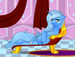 Size: 2190x1659 | Tagged: safe, artist:ali-selle, derpibooru import, oc, oc:glace, pony, unicorn, carpet, commission, draw me like one of your french girls, fainting couch, not trixie, sexy, solo