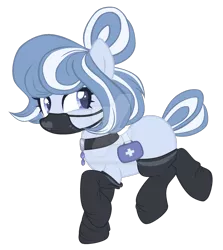 Size: 1280x1432 | Tagged: safe, artist:magicdarkart, derpibooru import, oc, earth pony, pony, clothes, deviantart watermark, female, mare, obtrusive watermark, simple background, socks, solo, surgical mask, transparent background, watermark