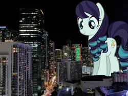 Size: 2400x1800 | Tagged: safe, artist:jhayarr23, derpibooru import, edit, vector edit, coloratura, earth pony, pony, city, female, giant pony, giantess, highrise ponies, irl, macro, mare, miami, photo, ponies in real life, vector