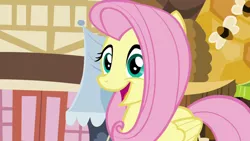 Size: 1920x1080 | Tagged: safe, derpibooru import, screencap, angel bunny, fluttershy, pegasus, pony, she talks to angel, body swap, female, mare, open mouth, smiling, solo