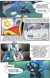 Size: 1800x2812 | Tagged: safe, artist:candyclumsy, derpibooru import, nightmare moon, princess celestia, alicorn, pony, comic:attempted sorroricide, anvil, bipedal, comic, female, fencing, filly, nightmare woon, pin