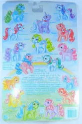 Size: 486x738 | Tagged: safe, derpibooru import, official, applejack, applejack (g1), bowtie (g1), cherries jubilee, firefly, glory, gusty, heart throb, lickety split, medley, moondancer, moondancer (g1), posey, powder, skyflier, sparkler (g1), surprise, tootsie, pony, adoraprise, backcard, barcode, bow, cherries cuteilee, cute, dancerbetes, flyabetes, g1, glorybetes, gustybetes, heartthrobetes, implied bubbles, jackabetes, medleybetes, poseybetes, powderbetes, silly, silly pony, sparklerbetes, story, tail bow, tieabetes, tootsiebetes, who's a silly pony