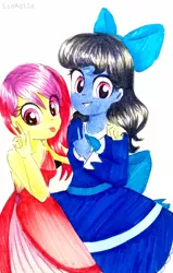 Size: 2006x3160 | Tagged: safe, artist:liaaqila, derpibooru import, oc, oc:azure/sapphire, oc:morgana, unofficial characters only, equestria girls, best friends, crossdressing, equestria girls-ified, female, femboy, goth, gothic lolita, male