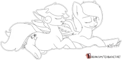 Size: 1822x899 | Tagged: safe, artist:teabucket, deleted from derpibooru, derpibooru import, oc, oc:evening skies, oc:southern belle, unofficial characters only, earth pony, pegasus, pony, belly, black and white, female, giant pony, grayscale, grooming, macro, mare, monochrome, patreon, patreon logo, preening, pregnant, simple background, transparent background