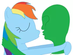 Size: 2788x2114 | Tagged: suggestive, artist:theawesomeguy98201, derpibooru import, rainbow dash, oc, oc:anon, human, pegasus, pony, eyes closed, female, human male, human on pony action, interspecies, kissing, male, mare