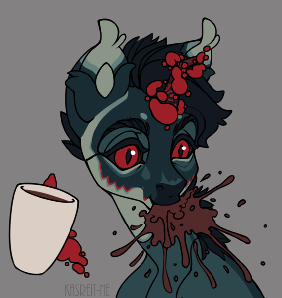 Size: 742x784 | Tagged: safe, artist:kasreit-ne, derpibooru import, oc, oc:kasreit ne, unofficial characters only, pony, unicorn, coffee, coffee mug, magic, mug, surprised face