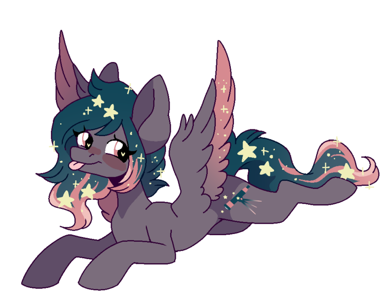 Size: 1000x799 | Tagged: safe, artist:rymdsten, derpibooru import, oc, oc:star universe, unofficial characters only, pony, adorable face, blushing, cute, ethereal mane, ethereal wings, female, laying on stomach, looking at you, mare, mlem, silly, silly face, silly pony, simple background, solo, spread wings, tongue out, transparent background, wings