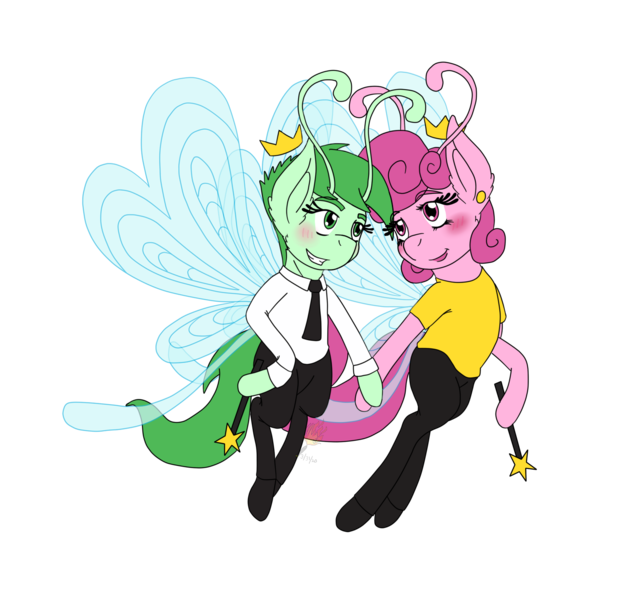 Size: 1532x1440 | Tagged: safe, artist:midnightfire1222, derpibooru import, ponified, breezie, pony, breeziefied, cosmo, couple, fairly odd parents, simple background, species swap, transparent background, wanda