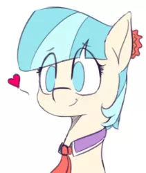 Size: 576x682 | Tagged: safe, artist:pinkberry, derpibooru import, coco pommel, earth pony, blushing, bust, cocobetes, colored pupils, colored sketch, cute, drawpile, eyebrows visible through hair, female, heart, mare, no pupils, sketch, smiling, solo