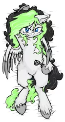 Size: 1140x2144 | Tagged: safe, artist:lucas_gaxiola, derpibooru import, oc, unofficial characters only, pegasus, pony, arm behind head, armpits, body pillow, body pillow design, female, glasses, hoof hold, mare, on back, pegasus oc, signature, smiling, solo, unshorn fetlocks, wings