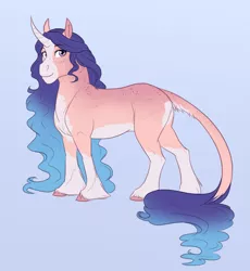 Size: 2305x2503 | Tagged: safe, artist:askbubblelee, derpibooru import, oc, oc:lollipop, unofficial characters only, pony, unicorn, body freckles, curved horn, digital art, female, freckles, horn, leonine tail, mare, simple background, solo, unicorn oc