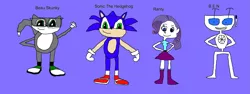 Size: 3061x1152 | Tagged: safe, artist:benfanrobot2000, artist:sonicsuperstar1991, derpibooru import, rarity, human, robot, skunk, equestria girls, 1000 hours in ms paint, b.e.n, beau skunky, names, non-pony oc, sonic the hedgehog, sonic the hedgehog (series)