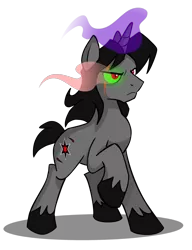 Size: 1144x1489 | Tagged: safe, artist:wolfjedisamuel, derpibooru import, oc, oc:cronus blackstar, unofficial characters only, pony, unicorn, commission, cutie mark, digital art, eye scar, glowing horn, horn, male, not sombra, scar, simple background, solo, stallion, transparent background