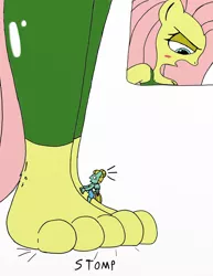 Size: 1582x2048 | Tagged: anthro, artist:tenebrousmelancholy, brother and sister, clothes, derpibooru import, feet, female, fetish, fluttershy, foot fetish, leggings, macro, male, micro, shrunk, siblings, suggestive, teasing zephyr series, zephyr breeze