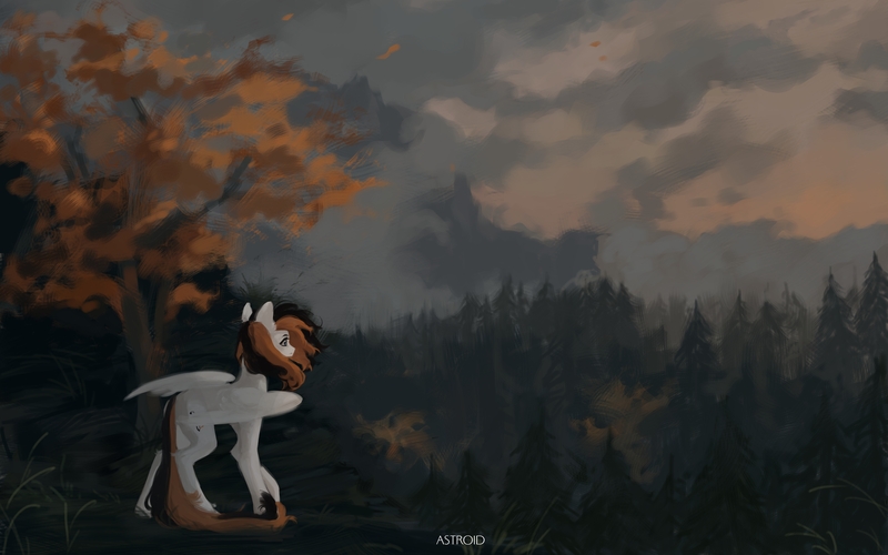 Size: 8000x5000 | Tagged: safe, artist:aoiyui, derpibooru import, oc, oc:rainy sky, unofficial characters only, pegasus, pony, absurd resolution, elder scrolls, forest, scenery, skyrim, solo, the elder scrolls, tree