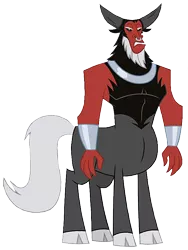 Size: 614x815 | Tagged: antagonist, artist:background-conquerer, background removed, beard, centaur, cloven hooves, derpibooru import, edit, edited screencap, facial hair, frown, horns, looking at you, lord tirek, male, nose piercing, nose ring, not a vector, piercing, safe, screencap, shackles, simple background, solo, transparent background, yellow eyes