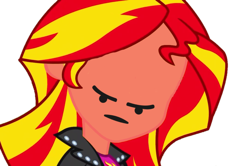 Size: 992x720 | Tagged: safe, derpibooru import, edit, sunset shimmer, equestria girls, angery, angry, antagonist, clothes, emote, facebook, meme, simple background, solo, transparent background, vector