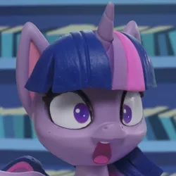 Size: 720x720 | Tagged: safe, derpibooru import, screencap, twilight sparkle, twilight sparkle (alicorn), alicorn, pony, my little pony: pony life, my little pony: stop motion short, pinkie pie wants to play, :o, cropped, female, library, mare, open mouth, solo, twilight's castle, twilight's castle library