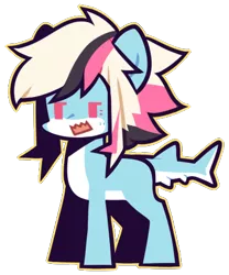 Size: 383x460 | Tagged: artist:mvnchies, derpibooru import, oc, open mouth, original species, safe, shark, shark pony, simple background, solo, transparent background, unofficial characters only