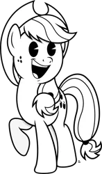 Size: 1439x2455 | Tagged: applejack, applejack's hat, artist:anime-equestria, black and white, cartoon, cowboy hat, cute, derpibooru import, female, freckles, grayscale, happy, hat, jackabetes, mare, monochrome, pacman eyes, ponytail, retro, safe, simple background, transparent background, vector