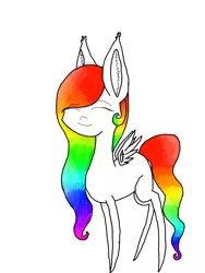 Size: 2121x2828 | Tagged: safe, artist:prismicdiamondart, derpibooru import, oc, oc:prismatic spectrum rainbow, unofficial characters only, pegasus, pony, chibi, eyes closed, female, mare, multicolored hair, pegasus oc, rainbow hair, simple background, smiling, solo, white background, wings