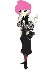 Size: 1700x2187 | Tagged: safe, artist:j053ph-d4n13l, derpibooru import, oc, oc:candy bytes, oc:cheery candy, unofficial characters only, cyborg, equestria girls, alternate universe, belt, boots, camouflage, clothes, commission, cyberpunk, equestria girls-ified, female, gun, handgun, holster, multicolored hair, pants, pistol, rainbow hair, shoes, simple background, transparent background, vest, weapon