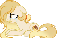 Size: 1024x655 | Tagged: safe, artist:applerougi, derpibooru import, oc, oc:cremita, earth pony, pony, crying, female, mare, prone, simple background, solo, transparent background