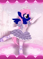 Size: 1600x2182 | Tagged: safe, artist:avchonline, derpibooru import, oc, oc:threadwing, unofficial characters only, pegasus, pony, ballerina, ballet, canterlot royal ballet academy, clothes, crossdressing, dancing, dress, gloves, jewelry, male, mary janes, necklace, pantyhose, pegasus oc, princess shoes, princess sofia, regalia, shoes, stallion, tiara, tutu, wings